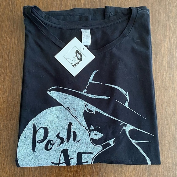 Posh AF Short Sleeve Black Custom Tee Size Large - Picture 6 of 12